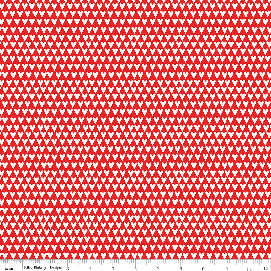 You & Me Hearts Red by Sandy Gervais for Riley Blake Fabrics C15403-RED, 1/2 yard increments