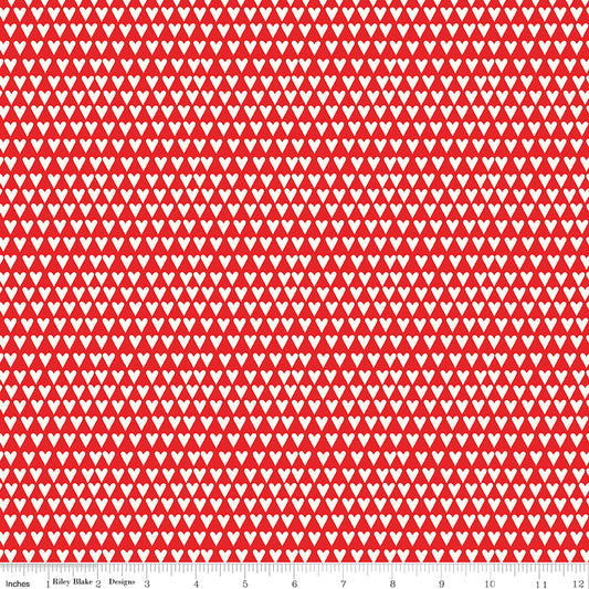 You & Me Hearts Red by Sandy Gervais for Riley Blake Fabrics C15403-RED, 1/2 yard increments
