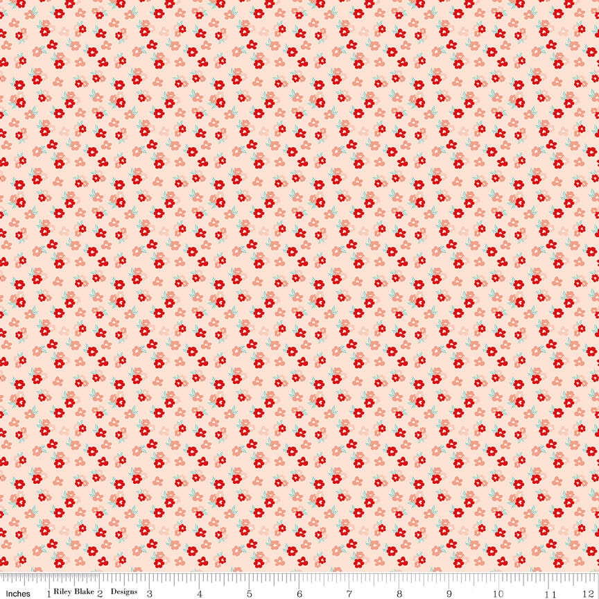You & Me Tossed Floral Pink by Sandy Gervais for Riley Blake Fabrics C15404-PINK, 1/2 yard increments