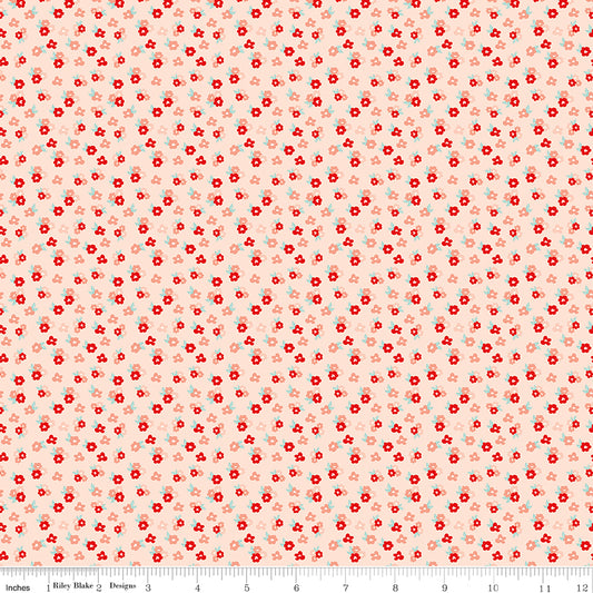 You & Me Tossed Floral Pink by Sandy Gervais for Riley Blake Fabrics C15404-PINK, 1/2 yard increments