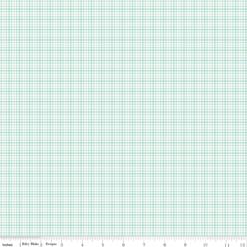 You & Me Plaid Aqua by Sandy Gervais for Riley Blake Fabrics C15406-AQUA, 1/2 yard increments