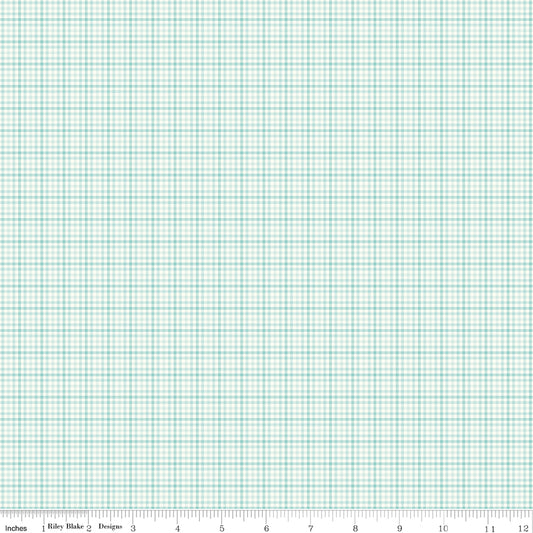 You & Me Plaid Aqua by Sandy Gervais for Riley Blake Fabrics C15406-AQUA, 1/2 yard increments