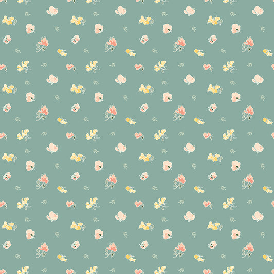 New Beginnings Sweet Peas Teal by Sandy Gervais for Riley Blake Fabrics C15752-TEAL, 1/2 yard increments