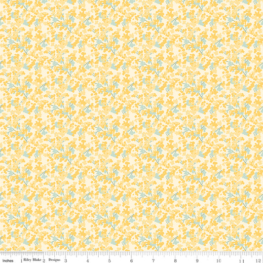 New Beginnings Blossoms Yellow by Sandy Gervais for Riley Blake Fabrics C15754-YELLOW, 1/2 yard increments