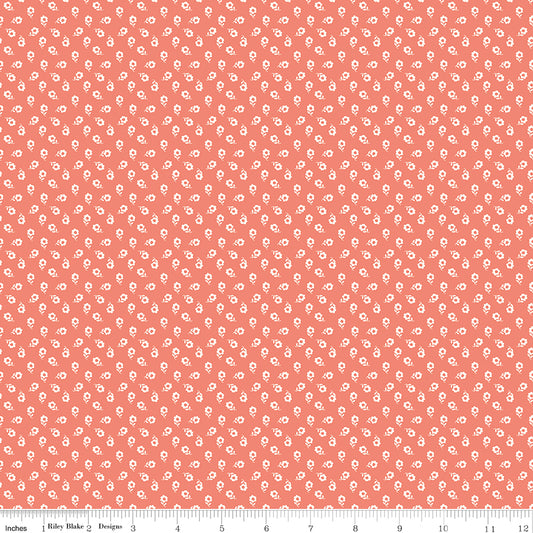 New Beginnings Posies Coral by Sandy Gervais for Riley Blake Fabrics C15755-CORAL, 1/2 yard increments
