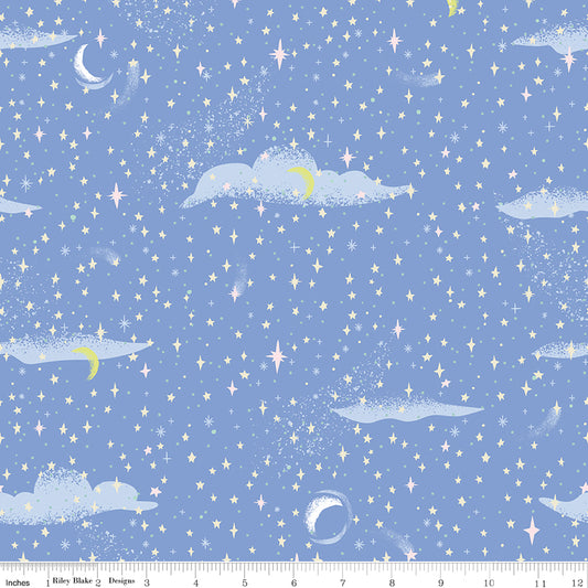 Forever Neverland Pixie Dust Periwinkle by Jill Howarth for Riley Blake Fabrics C15905-PERIWINKLE, 1/2 yard increments