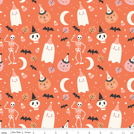 Hey Pumpkin Main Orange by My Mind's Eye for Riley Blake Fabrics C16030-ORANGE, 1/2 yard increments
