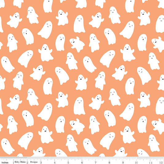 Hey Pumpkin Ghosts Pumpkin by My Mind's Eye for Riley Blake Fabrics C16032-PUMPKIN, 1/2 yard increments
