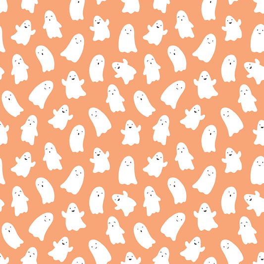 Hey Pumpkin Ghosts Pumpkin by My Mind's Eye for Riley Blake Fabrics C16032-PUMPKIN, 1/2 yard increments