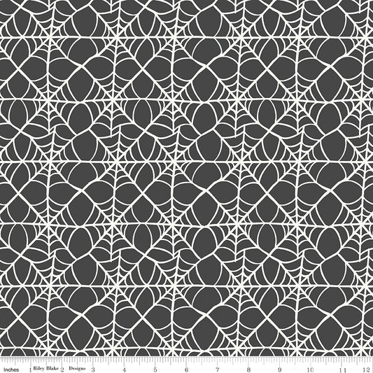 Hey Pumpkin Webs Charcoal by My Mind's Eye for Riley Blake Fabrics C16033-CHARCOAL, 1/2 yard increments