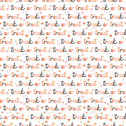 Hey Pumpkin Trick or Treat White by My Mind's Eye for Riley Blake Fabrics C16034-WHITE, 1/2 yard increments