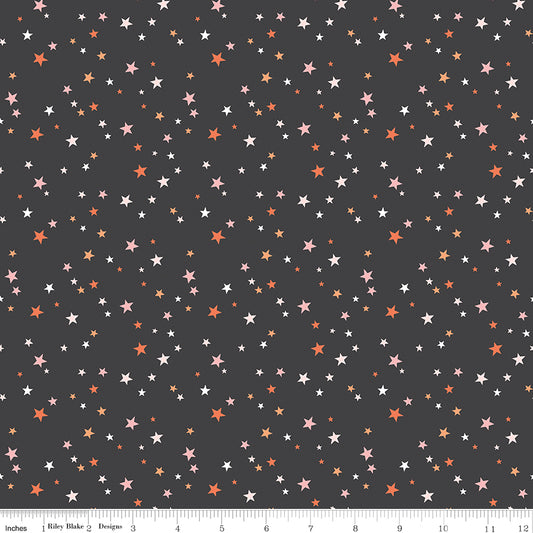Hey Pumpkin Stars Charcoal by My Mind's Eye for Riley Blake Fabrics C16037-CHARCOAL, 1/2 yard increments