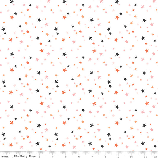 Hey Pumpkin Stars White by My Mind's Eye for Riley Blake Fabrics C16037-WHITE, 1/2 yard increments