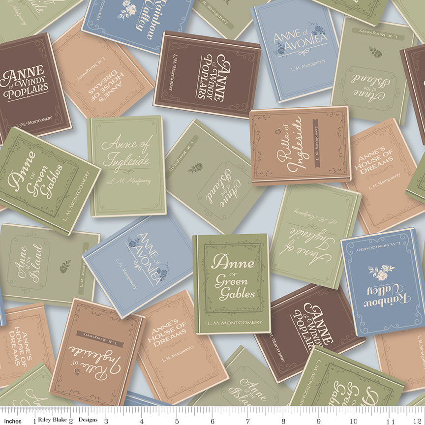 Anne of Green Gables Books Sky for Riley Blake Fabrics, C16122-SKY, 1/2 yard increments