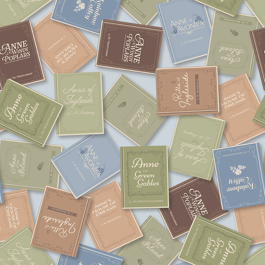 Anne of Green Gables Books Sky for Riley Blake Fabrics, C16122-SKY, 1/2 yard increments