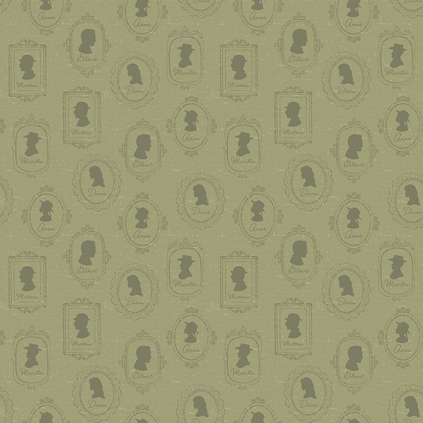 Anne of Green Gables Silhouettes Green for Riley Blake Fabrics, C16123-GREEN, 1/2 yard increments