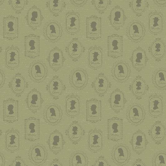 Anne of Green Gables Silhouettes Green for Riley Blake Fabrics, C16123-GREEN, 1/2 yard increments