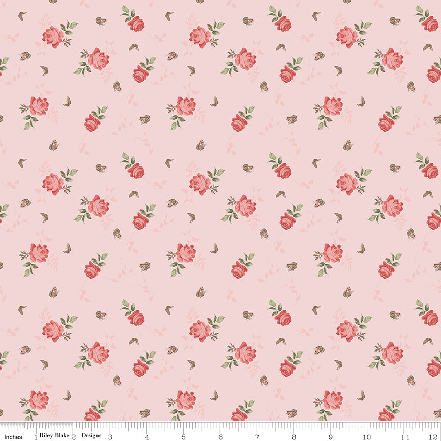 Anne of Green Gables Roses Pink for Riley Blake Fabrics, C16124-PINK, 1/2 yard increments
