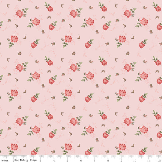 Anne of Green Gables Roses Pink for Riley Blake Fabrics, C16124-PINK, 1/2 yard increments