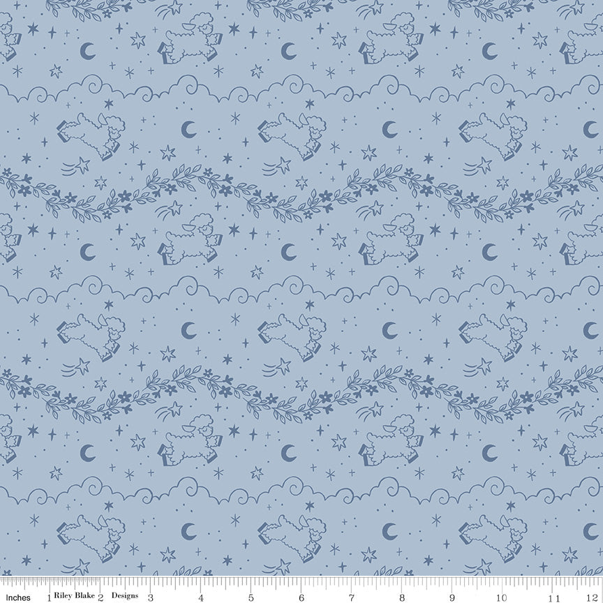 Twinkle Little Star Counting Sheep Blue by Natàlia Juan Abelló for Riley Blake Designs, C16301-BLUE, 1/2 yard increments