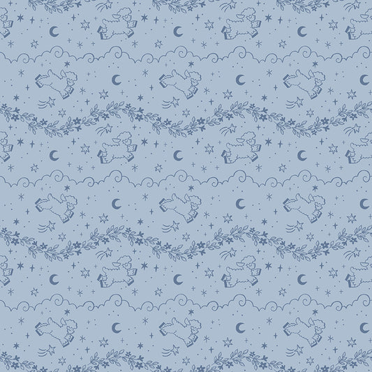 Twinkle Little Star Counting Sheep Blue by Natàlia Juan Abelló for Riley Blake Designs, C16301-BLUE, 1/2 yard increments