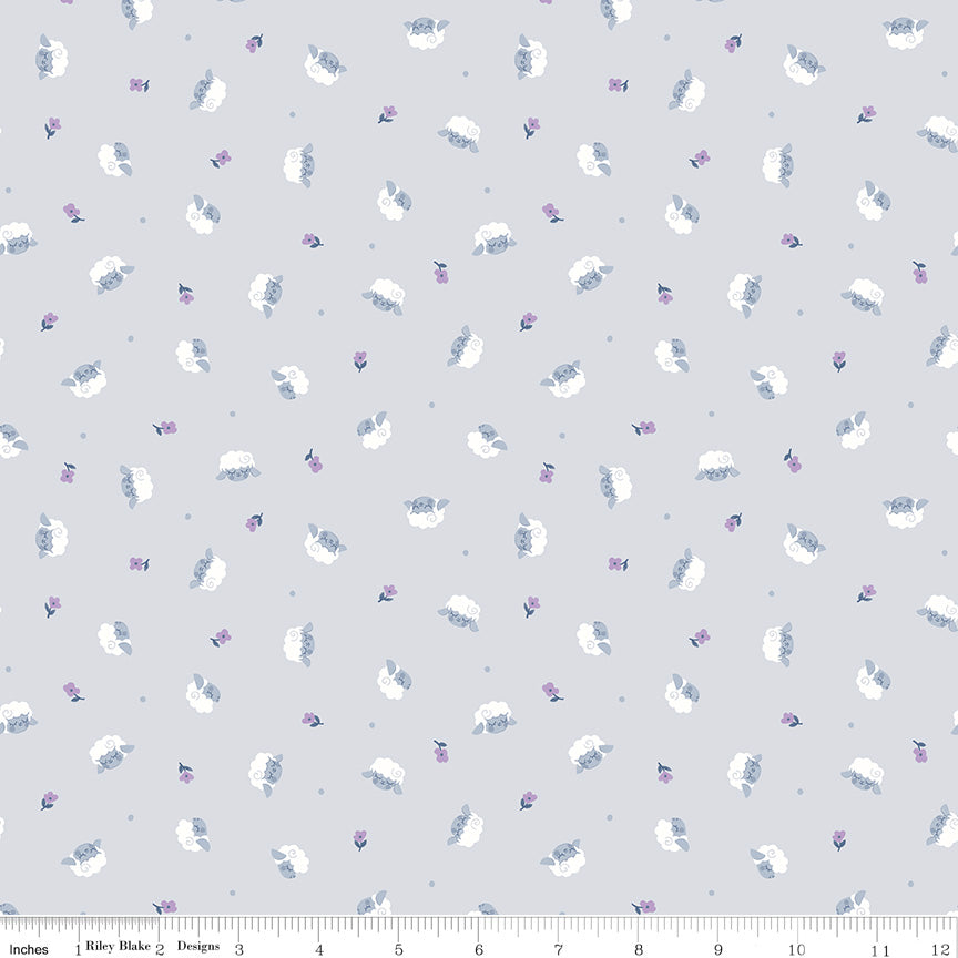 Twinkle Little Star Flock Gray by Natàlia Juan Abelló for Riley Blake Designs, C16304-GRAY, 1/2 yard increments
