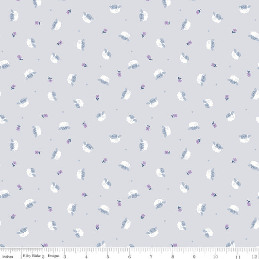 Twinkle Little Star Flock Gray by Natàlia Juan Abelló for Riley Blake Designs, C16304-GRAY, 1/2 yard increments