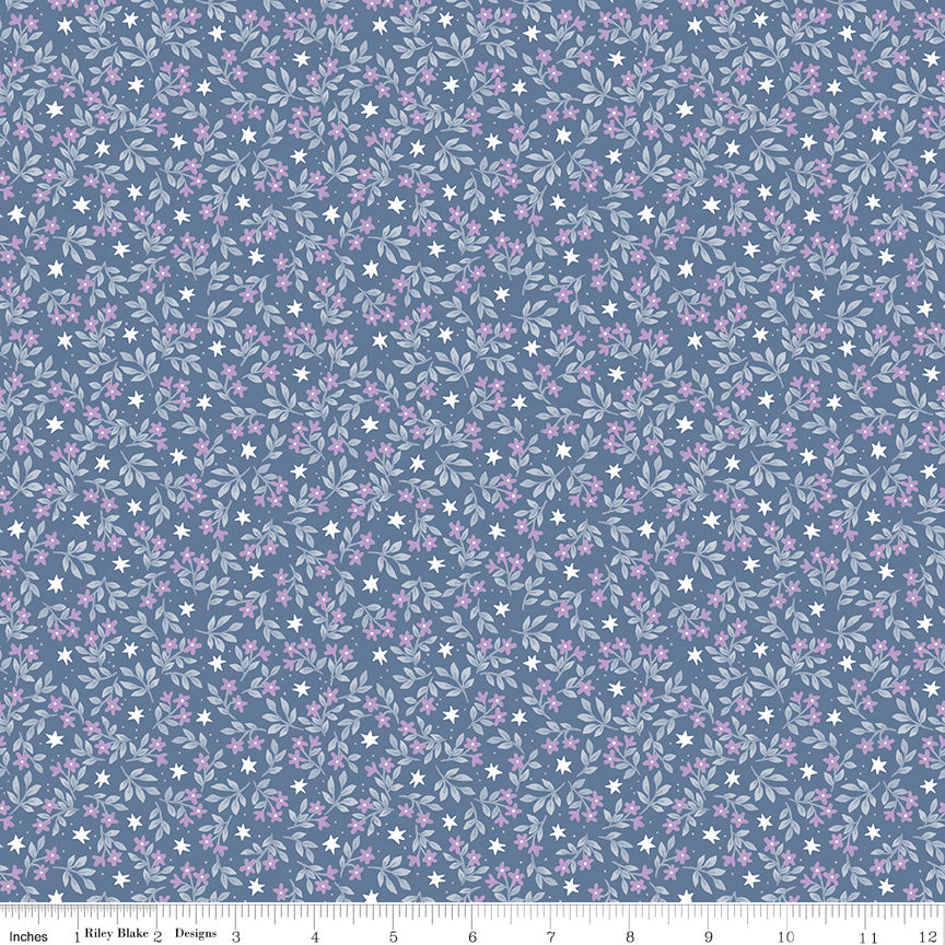 Twinkle Little Star Jasmine Stars Denim by Natàlia Juan Abelló for Riley Blake Designs, C16305-DENIM, 1/2 yard increments