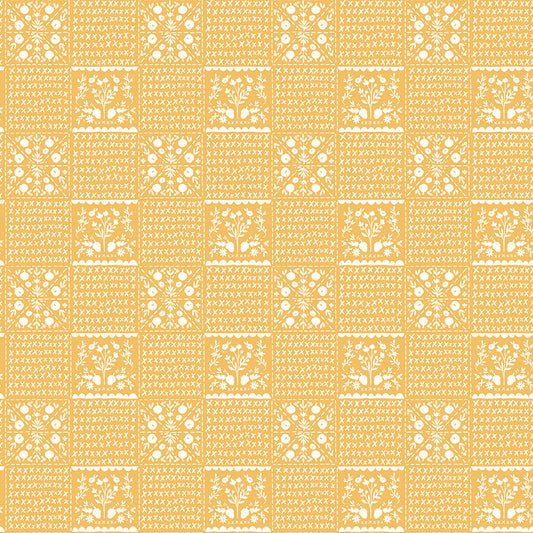 Happy Fall Days Vintage Squares Gold by Kelsey Carlson for Riley Blake Fabrics C16343-GOLD, 1/2 yard increments