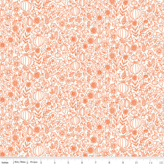 Happy Fall Days Floral Outline Cloud by Kelsey Carlson for Riley Blake Fabrics C16344-CLOUD, 1/2 yard increments