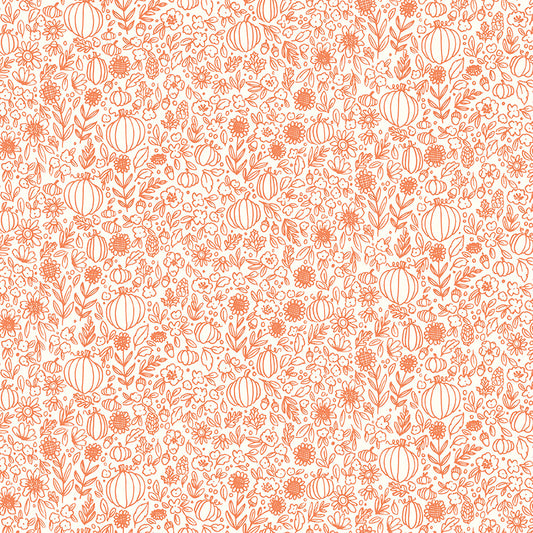 Happy Fall Days Floral Outline Cloud by Kelsey Carlson for Riley Blake Fabrics C16344-CLOUD, 1/2 yard increments