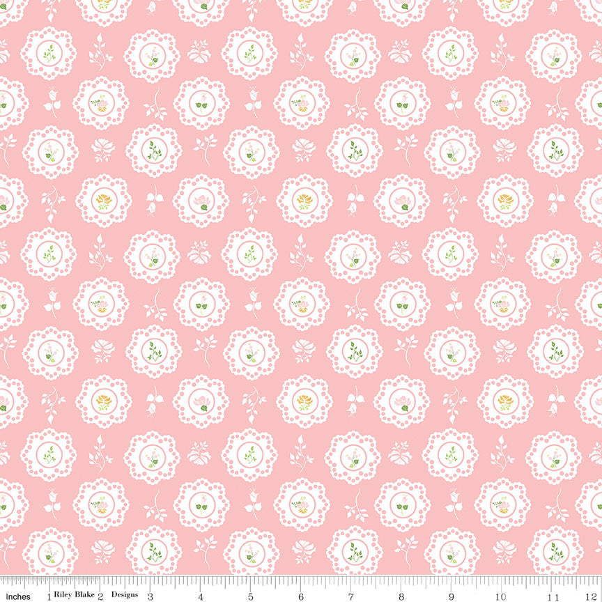 Summer Skies and Fireflies Doilies Pink by Gracey Larson for Riley Blake Designs, C16371-PINK, 1/2 yard increments