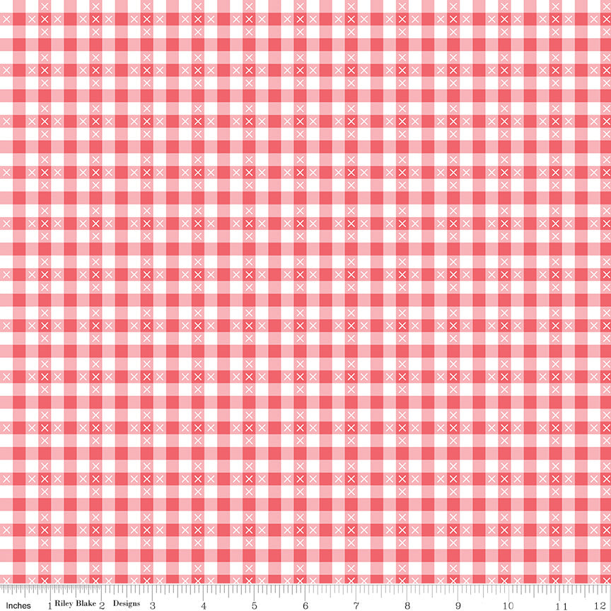 Summer Skies and Fireflies Gingham Tea Rose by Gracey Larson for Riley Blake Designs, C16375-TEAROSE, 1/2 yard increments