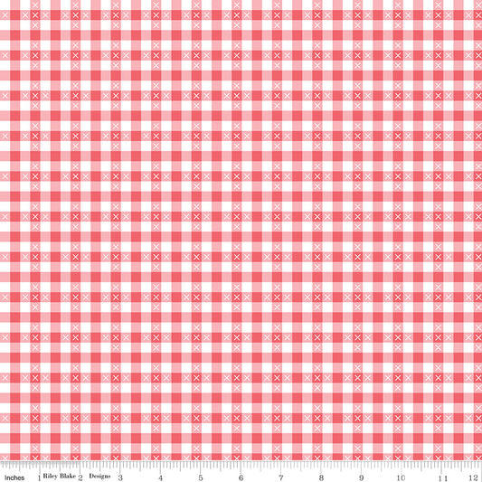 Summer Skies and Fireflies Gingham Tea Rose by Gracey Larson for Riley Blake Designs, C16375-TEAROSE, 1/2 yard increments