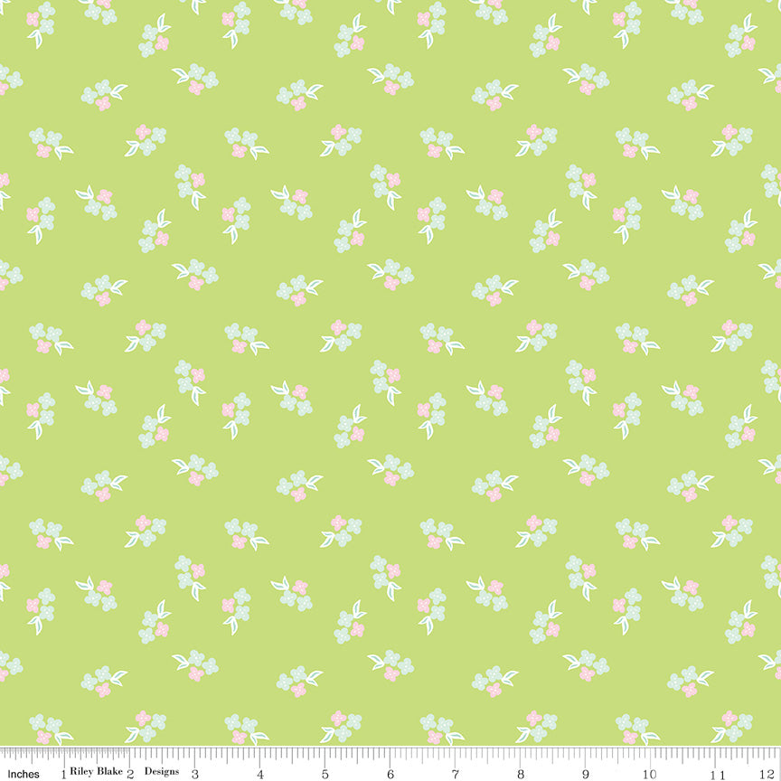 Summer Skies and Fireflies Floral Lime by Gracey Larson for Riley Blake Designs, C16377-LIME, 1/2 yard increments