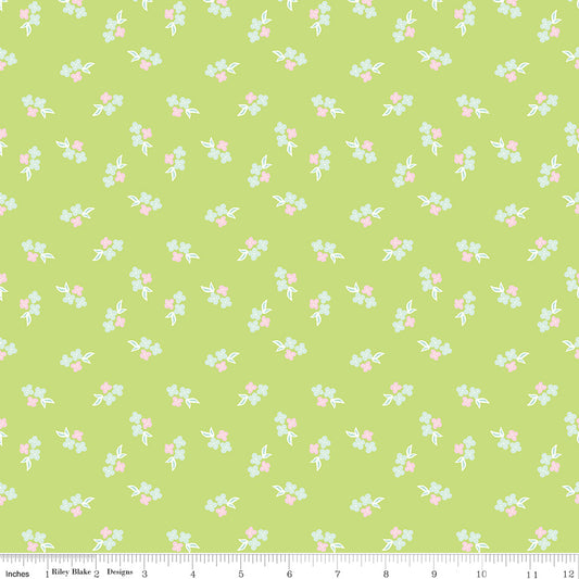 Summer Skies and Fireflies Floral Lime by Gracey Larson for Riley Blake Designs, C16377-LIME, 1/2 yard increments