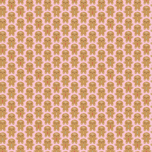 Gingerbread Kisses Gingerbread Men Pink by Doodlebug Design Inc for Riley Blake Fabrics C16442-PINK, 1/2 yard increments