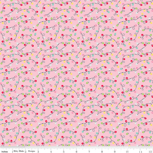 Gingerbread Kisses Lights Pink by Doodlebug Design Inc for Riley Blake Fabrics C16446-PINK, 1/2 yard increments