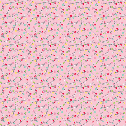 Gingerbread Kisses Lights Pink by Doodlebug Design Inc for Riley Blake Fabrics C16446-PINK, 1/2 yard increments