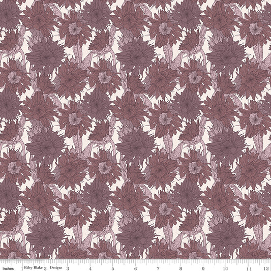 Evening on the Prairie Sunflower Grape by Melissa Gilbert for Riley Blake Fabrics C16741-GRAPE, 1/2 yard increments