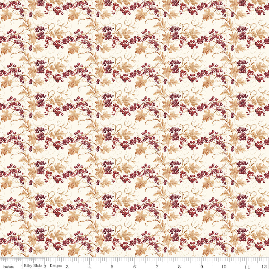 Evening on the Prairie Prairie Berries Cream by Melissa Gilbert for Riley Blake Fabrics C16742-CREAM, 1/2 yard increments