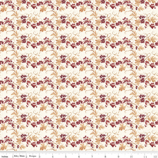 Evening on the Prairie Prairie Berries Cream by Melissa Gilbert for Riley Blake Fabrics C16742-CREAM, 1/2 yard increments