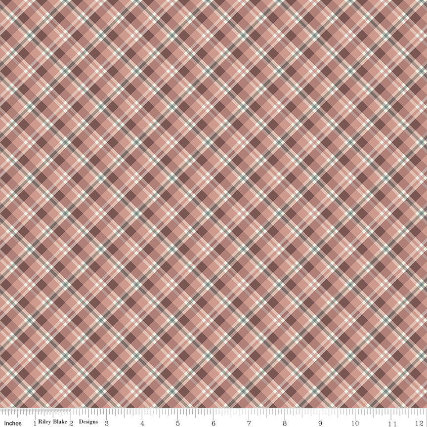 Evening on the Prairie Prairie Plaid Dusty Rose by Melissa Gilbert for Riley Blake Fabrics C16745-DUSTYROSE, 1/2 yard increments