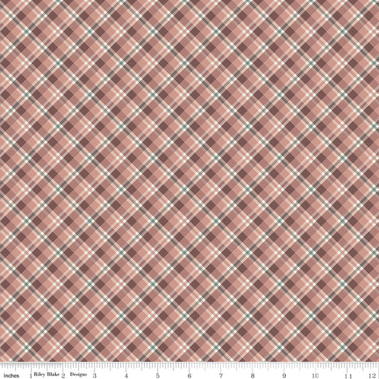 Evening on the Prairie Prairie Plaid Dusty Rose by Melissa Gilbert for Riley Blake Fabrics C16745-DUSTYROSE, 1/2 yard increments