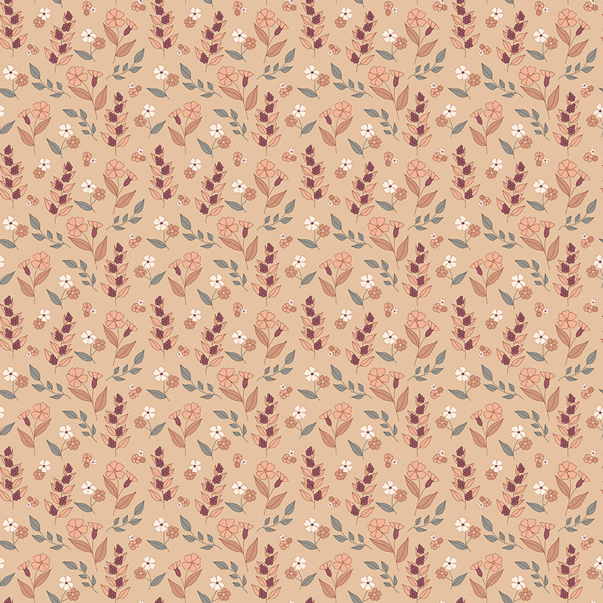 Evening on the Prairie Autumn Floral Beige by Melissa Gilbert for Riley Blake Fabrics C16746-BEIGE, 1/2 yard increments