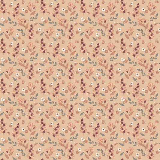 Evening on the Prairie Autumn Floral Beige by Melissa Gilbert for Riley Blake Fabrics C16746-BEIGE, 1/2 yard increments