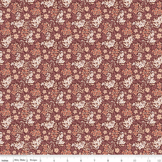 Evening on the Prairie Ditsy Floral Marsala by Melissa Gilbert for Riley Blake Fabrics C16747-MARSALA, 1/2 yard increments