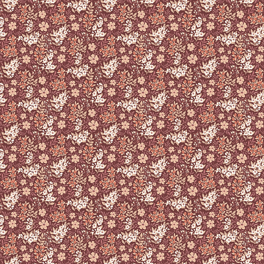 Evening on the Prairie Ditsy Floral Marsala by Melissa Gilbert for Riley Blake Fabrics C16747-MARSALA, 1/2 yard increments