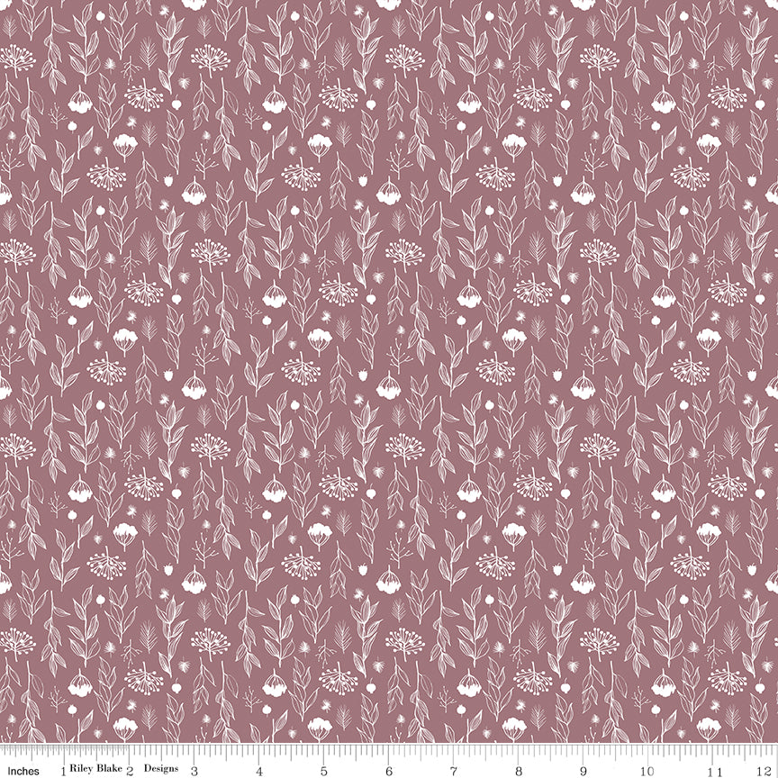 Evening on the Prairie Silhouette Floral Heather by Melissa Gilbert for Riley Blake Fabrics C16748-HEATHER, 1/2 yard increments