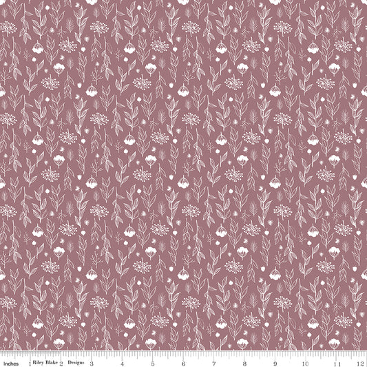 Evening on the Prairie Silhouette Floral Heather by Melissa Gilbert for Riley Blake Fabrics C16748-HEATHER, 1/2 yard increments